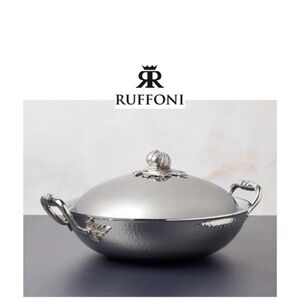 Ruffoni Silver Covered Wok - Hammered Stainless Finish